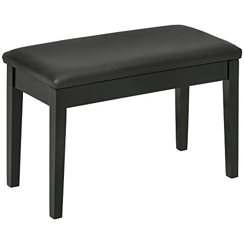 HOMCOM Sgabello per Pianoforte con Vano Contenitore, Panca per Pianoforte in Legno e Finta Pelle PU, 75x35x49cm, Nero