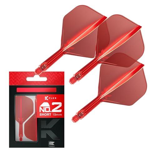 Target Darts K Flex Voli e Steli Integrati per Freccette, No.2 Rosso (Corto) | Confezione da 3 K-Flex – No2, Kflex all in One Moulded Dart Flight & STEM | Accessori Professionali Freccette