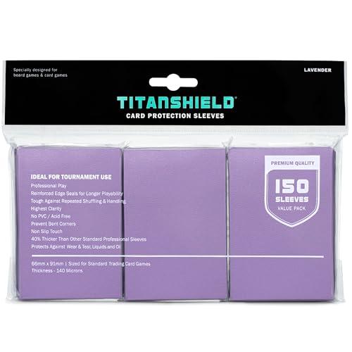 TitanShield Premium 150 maniche di dimensioni standard per giochi da tavolo Trading Card Sleeves Deck Protector per Magic The Gathering MTG, collezione baseball, Lorcana (lavanda)