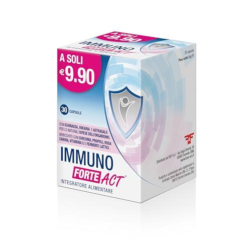 Immuno Forte Act, Integratore Alimentare per la Difesa dell'Organismo, con Echinacea, Uncaria, Astragalo, Curcuma, Propoli, Rosa Canina, Vitamica C, Zinco e Fermenti Lattici, Confezione da 30 capsule