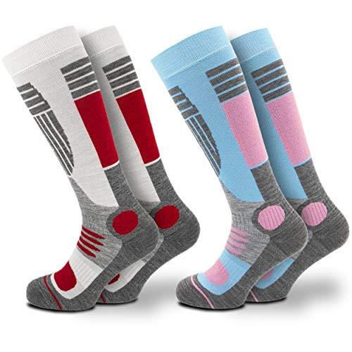 Occulto 2 paia di CALZE SCI per DONNA, Calde CALZE TERMICHE per SPORT INVERNALI, CALZE SPORTIVI TERMICI per DONNA