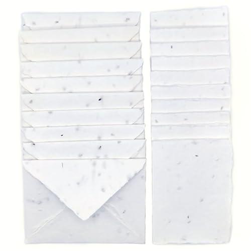 Biglietti di Auguri con Buste in Carta Piantabile Fatta a Mano, 300 g/m2, Confezione da 10, Made in Italy (Con Semi di Lavanda) (10 Biglietti doppi 7,5x10 cm/Bustine 8,5x11,5 cm)