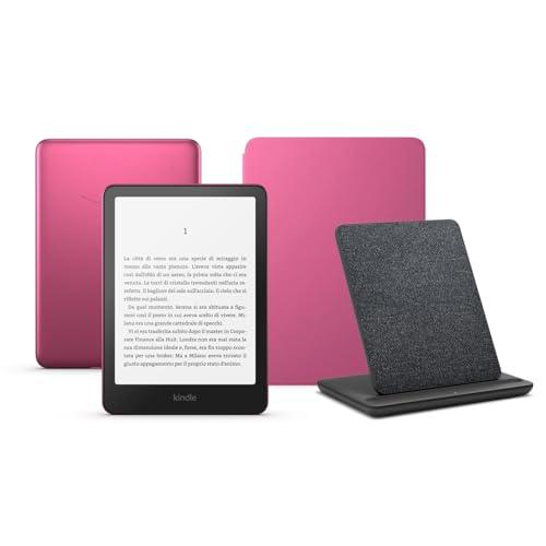 Kindle Paperwhite Signature Edition (versione 2024) da 32 GB senza pubblicità, una cover basata su Amazon Plant e un dock di ricarica wireless Made for Amazon