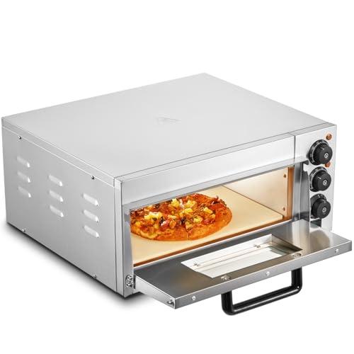 VEVOR Forno per Pizza Commerciale da Banco, 406 mm Singlo Piano, Forno Elettrico per Pizza in Acciaio Inox con Pietra e Maniglia, Macchina per Pizza Interna per Ristorante, Forno per Pizza a Casa