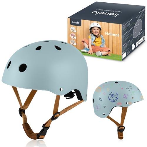 Lionelo HELMET Avventura creativa Casco Bici per Bambini Taglia S Regolabile 50-56 cm Ventilato Decorazione Personalizzabile, ABS & EPS Certificato Intertek Sicurezza e Stile per Piccoli Esploratori