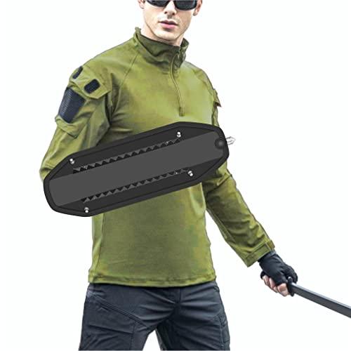 Shindn Scudo Protettivo Portatile in Lega di Alluminio Piccolo Scudo Protettivo in Metallo Scudo tattico Scudo di autodifesa Multifunzione (Black Sawtooth Shield)