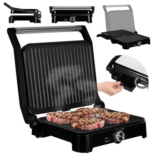 Zeegma Grill Chef Easy - Grill Elettrico 2 in 1 e Tostapane Panini, Potenza 2000W, Superficie Antiaderente in Ceramica, Regolazione Temperatura e Inclinazione, Piastre Removibili Lavabili in Lavastovi