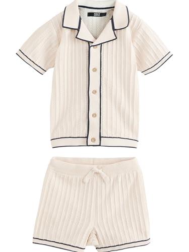 NEXT Ragazzo Completo con polo e shorts in maglia con bottone Ecru 9 Mesi