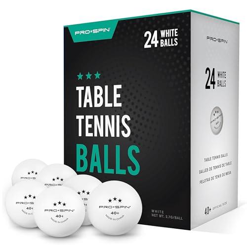 PRO SPIN Palline Ping Pong – Bianche 3-Stelle 40+ Palle da Ping Pong di Alta Qualità (Confezione da 24) – Palline da Ping Pong per Giochi e Competizioni, da Esterno o Interno