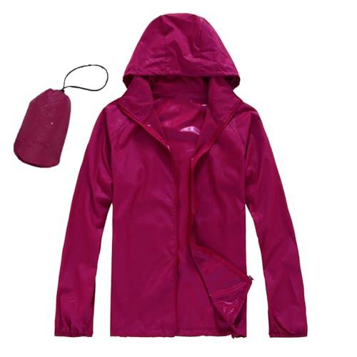 Trench Antipioggia Leggera Impermeabile da Donna con Cappuccio Lungo Antipioggia Trench Impermeabile Raincoat Zipper Softshell Jacket Giacca Antivento E Antipioggia Donna per attività All'aperto