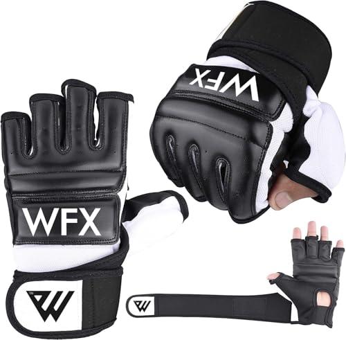 WFX Guantoni da boxe per sacco da boxe, karate, MMA, combattimento, taekwondo, allenamento, arti marziali, combattimento, grappling, muay thai (Nero, M)