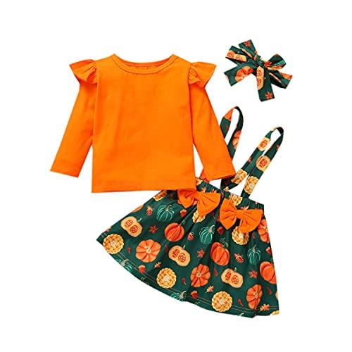 Gajaous Set di costumi per neonati per Halloween, set di body zucca per neonate e bambine in età prescolare, set di gonna e abito a tema zucca per neonati, abito zucca per neonati per Halloween