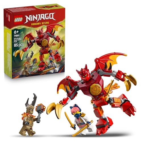 LEGO NINJAGO Battle Pack Mech Drago di Kai - Action Figure Giocattolo con 3 Minifigure e Katana Ninja - Idea Regalo di Compleanno per Bambini e Fan da 6 Anni in su - 71851