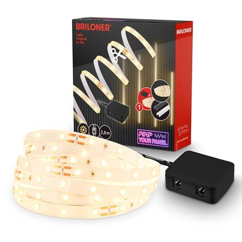 Briloner - Pimp your LED strip starter set, caldo, cavo interruttore, decorazione stanza, 2,6 m, bianco