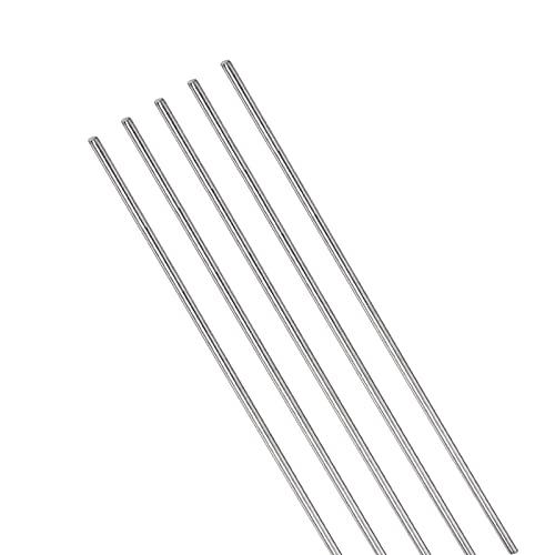 QUARKZMAN 200mm x 2,5mm Inossidabile Acciaio 304 x 5pz Aste di Acciaio Inox Lineare Albero Metrico Rotondo Barra Asta Terra Stock per Bricolage Fai-Da-Te