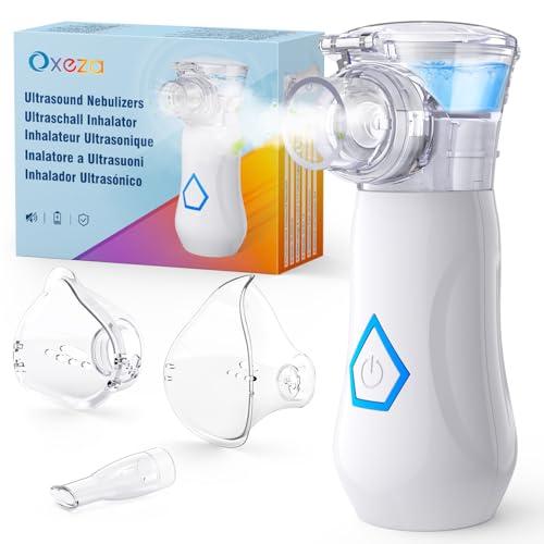 Aerosol Portatile Silenzioso, Macchina Aerosol per Adulti e Bambini, Ricaricabile Aerosol Portatile con 2 Maschere e Boccaglio, 2 Modalità Regolabili, Apparecchio Aerosol per Viaggi e Uso Domestico