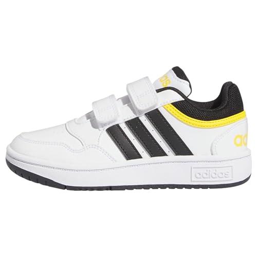 adidas Hoops Lifestyle Basketball Hook-And-Loop Shoes, Scarpe Unisex-Bambini, Cloud White/Core Black/Bold Gold, 32 EU