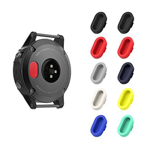 MoKo 10 Tappi di Protezione Antipolvere compatibili con Garmin Fenix 7/7S/7X/6/6S/6X/5/5S/5X/Vivoactive 3/4/4S/Forerunner 45/245/Venu 2, Protezione per Porta Caricabatterie in Silicone, Colore A