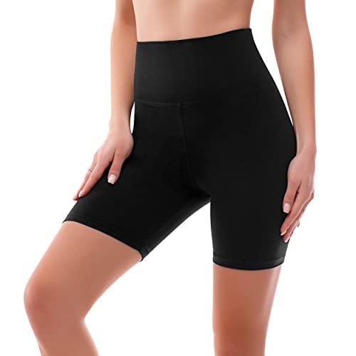 SINOPHANT Pantaloncini Palestra Donna Shorts Vita Alta Morbidi Corti Hotpants, per Yoga, Ciclismo, Yoga, Corsa, Allenamento S-M,Nero