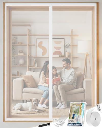 ARCOL Zanzariera Magnetica Finestra 130x150 cm in Fibra di Vetro – Stop Zanzare in 3 Min., Rete Ultra-Fine Anti-Insetti, Chiusura Automatica con Magneti e Pesi, Nastro a Strappo Extra-Largo (Bianco)