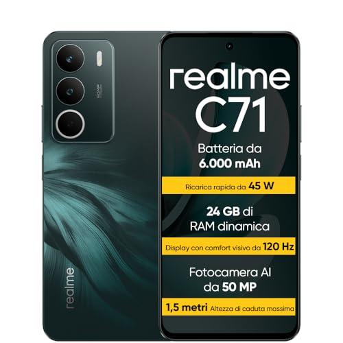 realme C71 Smartphone 8+256 GB, Batteria da 6.000 mAh, Ricarica rapida da 45 W, Display con comfort visivo da 120 Hz, Green