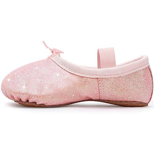 Scarpette Danza Classica Bambina Glitterate Scarpe da Ballo Suola Intera Ballerina Scarpe per Ragazze Colore Rosa EU 25