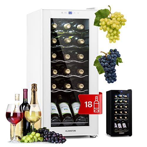 KLARSTEIN Cantinetta Vino Design, Cantinetta Vino Refrigerata a Zona Singola per Vino Rosso, Bianco e Birra, Controlli Touch, Frigo Vino Cantinetta per Esterno/Interno, 5-18°C, 50L, 18 Bottiglie