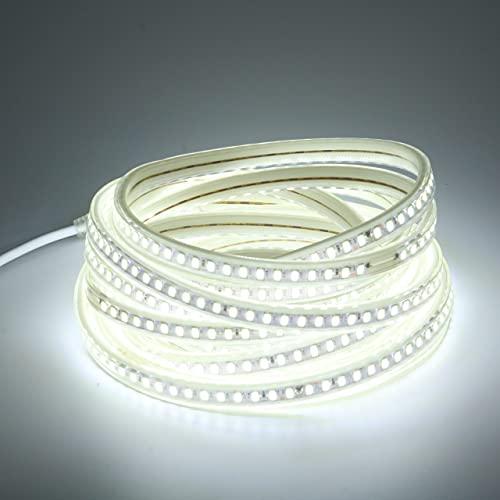 pcning Striscia LED 5 metri SMD 5730 220V 120 LED/M 6000k IP67 Impermeabile Strip Light Con Spina, Luci LED 5m 6000K (Bianco Freddo, 5)