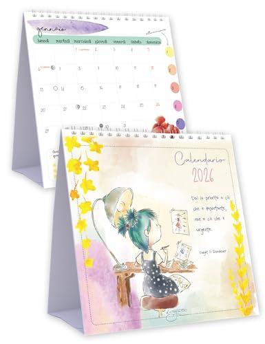 Calendario da Tavolo Disegnata Piramide Akena Anno 2026 17x16cm. By Sara Pucci e Guido Olivieri DS26PI