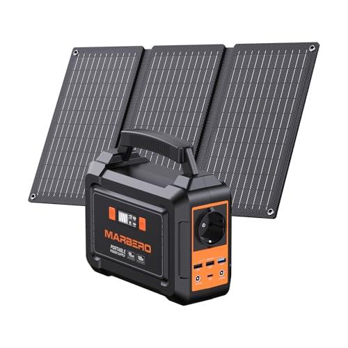 MARBERO Centrale Elettrica Portatile 26,400mAh con Pannello Solare Pieghevole da 30W Power Station 150W con Uscite DC per Strada, Avventura, Campeggio, Casa, Interruzione di Corrente