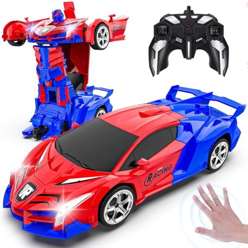 Yellcetoy Transform Macchina Telecomandata Giocattoli, Spider Auto Robot con Gesti della Mano Sening Luce lampeggiante Musica ed Effetto Sonoro, 2,4G RC Cars con Batterie Regalo per Bambini 3-10 Anni