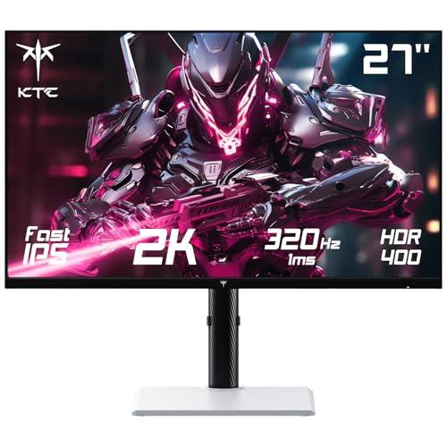 KTC Gaming Monitor 27 Pollici, 300Hz 240Hz, QHD Monitor bianco, Fast IPS, 1ms, 2K QHD 2560 x 1440P Schermo PC, Freesync & G-sync, 144% sRGB, HDR400, Luce blu bassa, VESA 100x100, DP1.4/HDMI 2.1, H27E6