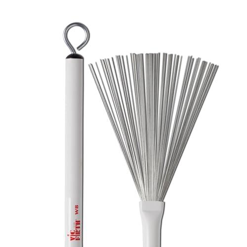 Vic Firth Spazzola Metallica Jazz, Retrattile, Filo Molto Spesso, Manico Bianco in Plastica