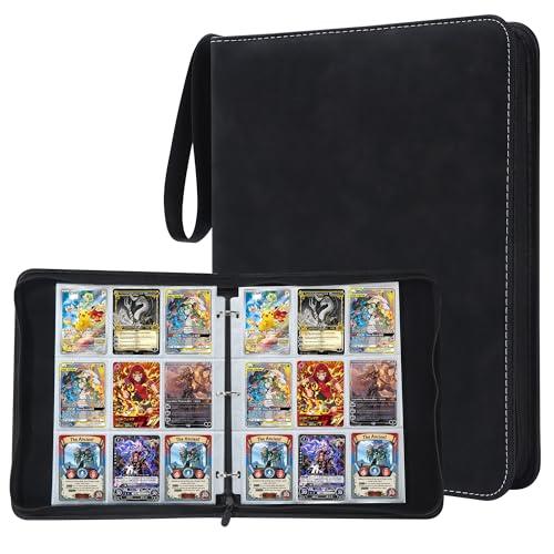 Raccoglitore Carte Magic,900 Tasche Album Porta Carte,50 Pagine Raccoglitore di Carte con cerniera,Grande capacità, adatto per le carte di gioco preferite (A-Nero-01)
