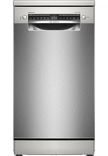 Bosch SPS4EMI24E Serie 4, Lavastoviglie da libera installazione, EfficientDry, Home Connect, Diagnostica da remoto, EcoDosage, Acciaio, 45cm