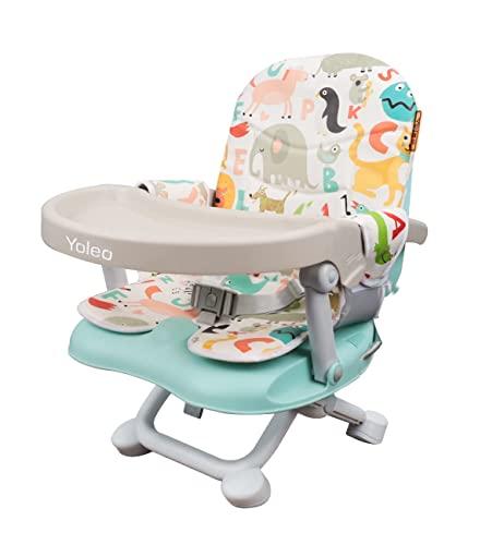 YOLEO Seggiolone Pappa, Portatile Rialzo Sedia Bambini per 6-36 mesi, Seggiolino per Bambini Regolabile con Chiusura Compatta e Vassoio Rimovibile, per uso Interno/Esterno