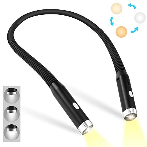 URAQT Lampada LED da Lettura, Luce per Lettura a Letto, Ricaricabile Collo Lampada da Lettura, 3 Colori