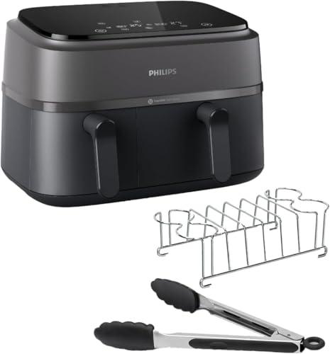 Philips Airfryer Serie 3000 con doppio cestello, 9L, Friggitrice ad aria con 2 cestelli, Kit Per La Colazione, Tecnologia Rapid Air, versatile e capiente per tutta la famiglia