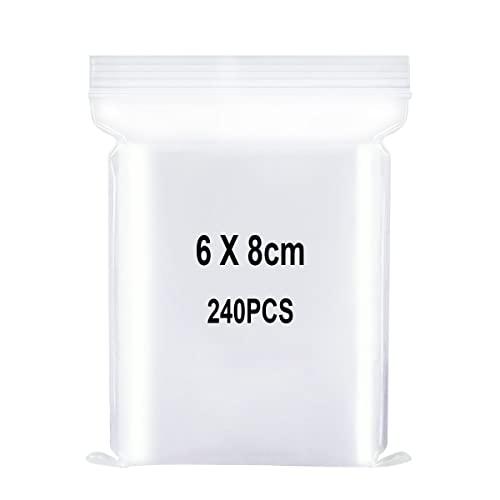 Sacchetti in Plastica Trasparente Richiudibili, Sacchetto Sigillato, Borsa con Chiusura a Cerniera, Applicano a Componenti Elettronici, Deposito di Gioielli ecc. 6x8cm 240pezzi