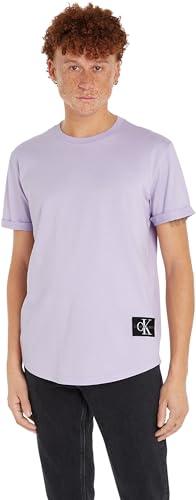 Calvin Klein Jeans Men's Badge Turn UP Sleeve S/S T-Shirt, Pastel Lilac, XS