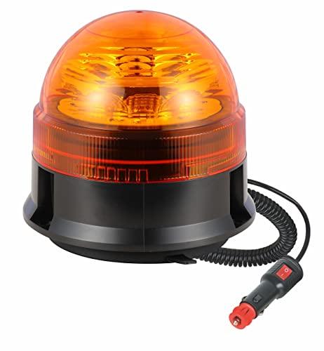 Ryme Automotive - Rotativo Ambra LED R65 Segnalazione Avvertimento - Omologato R65, 3 funzioni Flash Rotazione Lampeggiante, Pirulo Trattore, Luce Emergenza Veicoli agricoli, gru
