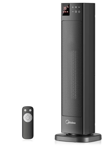 Midea NTH20-22ERSE Stufa Elettrica in Ceramica 2000W con Termostato e Telecomando, 58 cm, 3 Modalità Timer 24H, Protezione Surriscaldamento e Ribaltamento, Riscaldamento Rapido per Ufficio Camera Casa