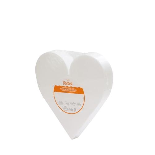 Decora 0173916 Basi a forma di cuore in polistirolo ideali per esercitazioni e per realizzare torte a piani dall'aspetto perfetto, Dim. 25 X H 5 CM