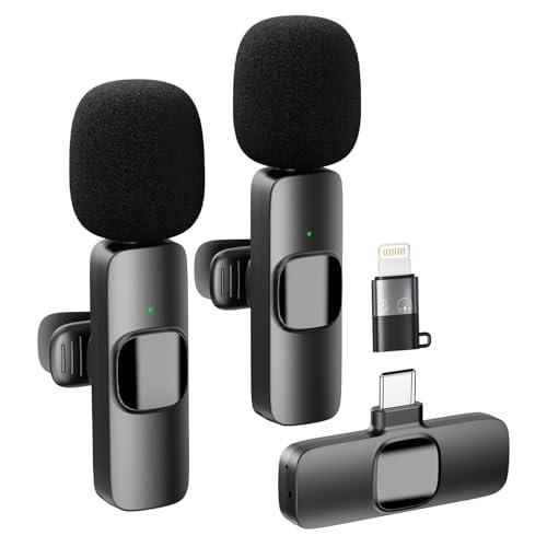 YRF Microfono Lavalier Wireless per iPhone Android iPad, mini microfono, 65FT Range, microfono wireless per la registrazione video