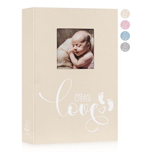 Lanpn Album Fotografici Bambino 10x15 300 Tasche, Lino Inserire Gli Album porta Foto Nascita Bimbo Regalo, Baby Photo Album Fotografico, Album Battesimo Bimba Ragazza Bambino Neonato, Beige