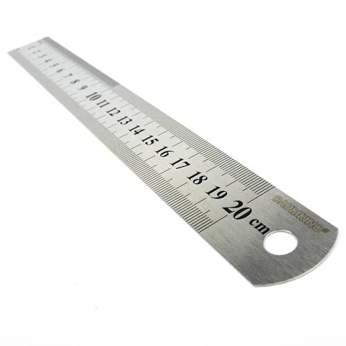 Righello DAUMKINO®, scala metrica/imperiale 20 cm, materiale acciaio inox o alluminio, versatile, utilizzabile negli hobby, a scuola e al lavoro (acciaio inox, 20 cm)