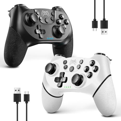 AceGamer 2pcs Controller Wireless per Switch/Lite/OLED, funzione di risveglio con un solo pulsante，Switch Pro Controller con doppia vibrazione/turbo/screenshot (Bianco e Nero)