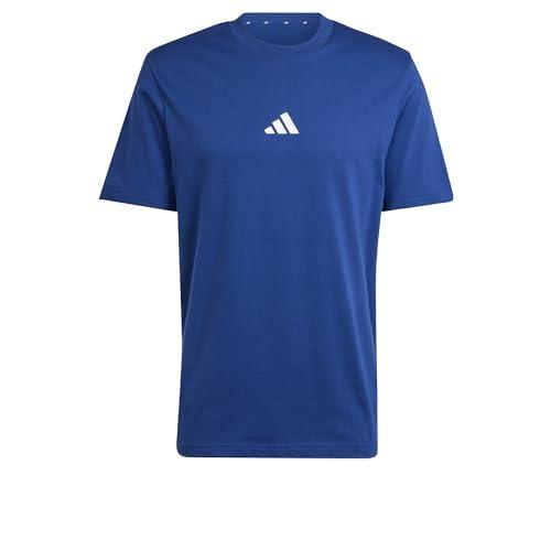 adidas Uomo Essentials Small Logo Single Jersey Tee, Dark Blue/White, L