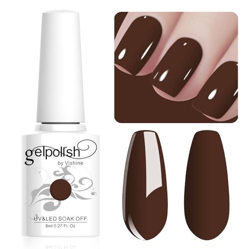 Vishine Smalto Gel per Unghie, 8ml Cioccolato, UV LED Soak Off, Nail Art DIY Manicure per Ragazze e Donne #088