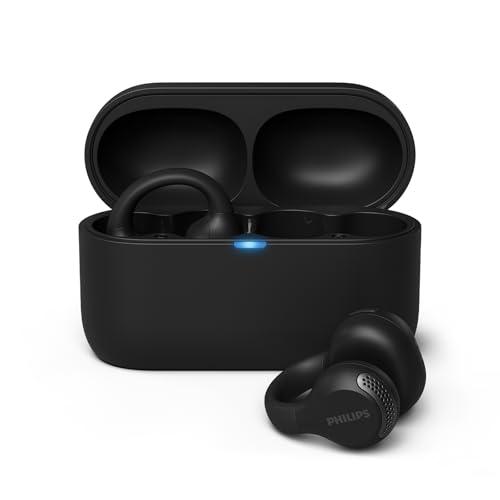 Philips TAQ2000BK auricolari ear-cuff True Wireless open-ear Multipoint Bluetooth - 28 ore di riproduzione, Ricarica tascabile, Chiamate chiare per spostamenti ed allenamento - Nero